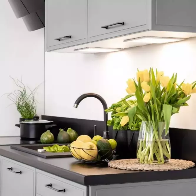 Szafka kuchenna Emily W60/68 Slim Pl z srebrnym okapem Dast Grey