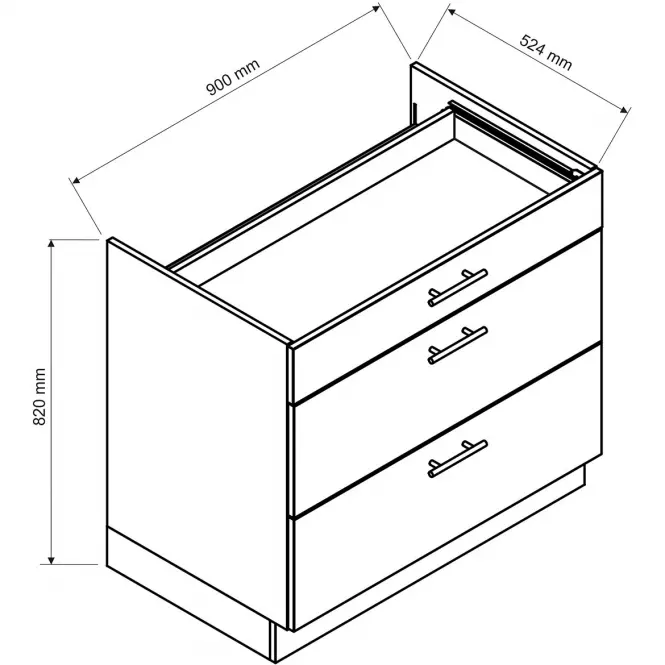 Szafka kuchenna Bono D90pc S/3 dąb wotan,2