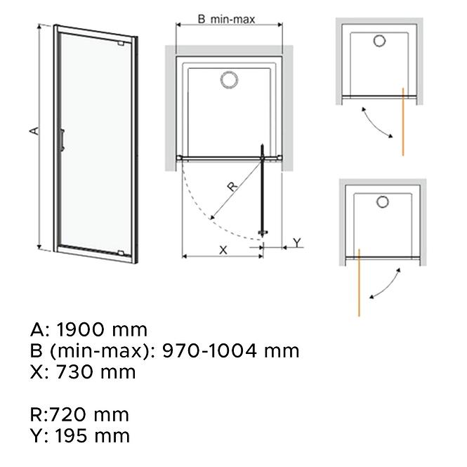 Drzwi DJ/TX5B 90 W15 SB Glass protect