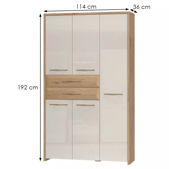 Szafa 5d2s Gala V52 lakierowana Pacific Walnut/Beige,2