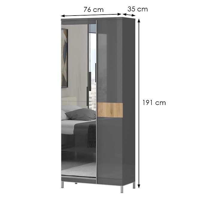 Szafa 2d Onyx Lustro V2 lakierowana Pacific Walnut/Anthracite
