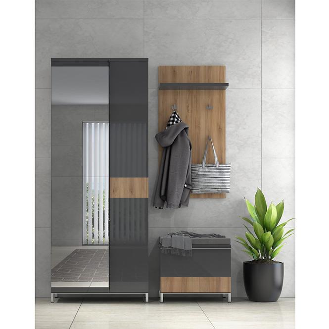 Szafa 2d Onyx Lustro V2 lakierowana Pacific Walnut/Anthracite