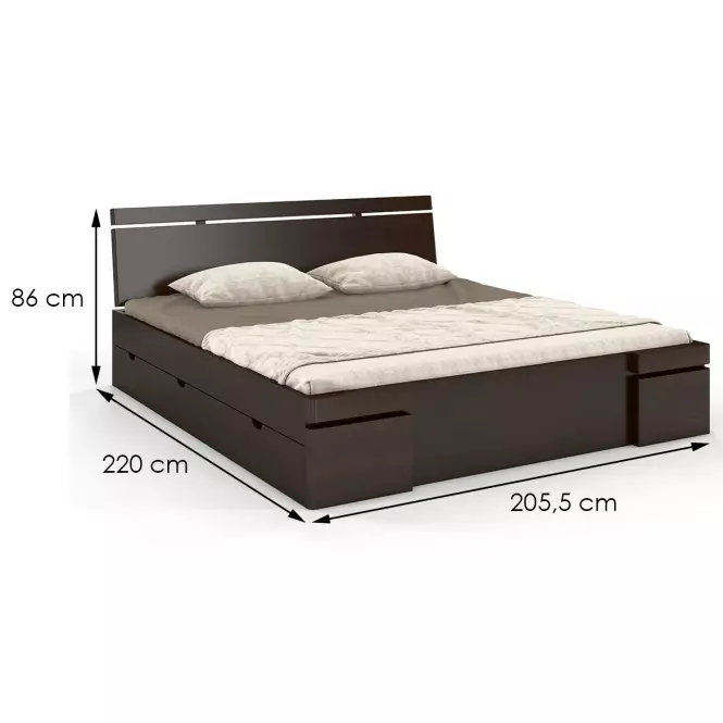 Łóżko sosnowe Skandica Sparta maxi+sz 200X200 palisander,2
