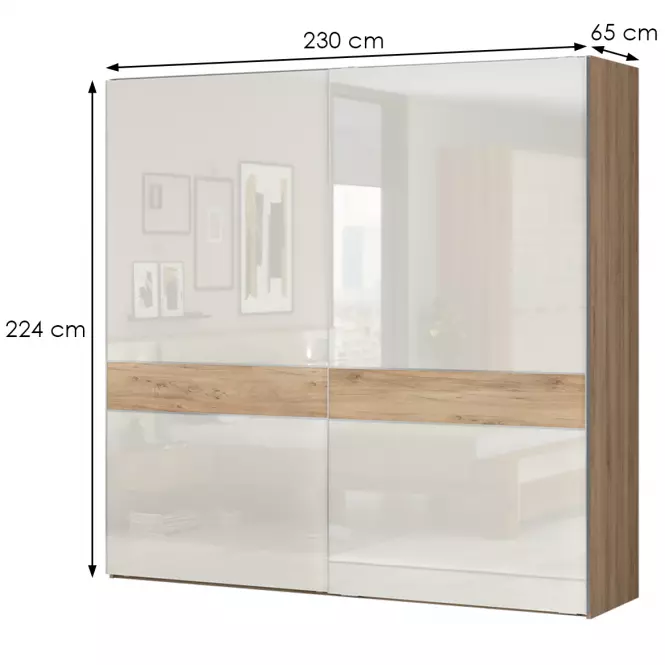 Szafa 2d Gala pk231/gl lakierowana pacific walnut/beige,2