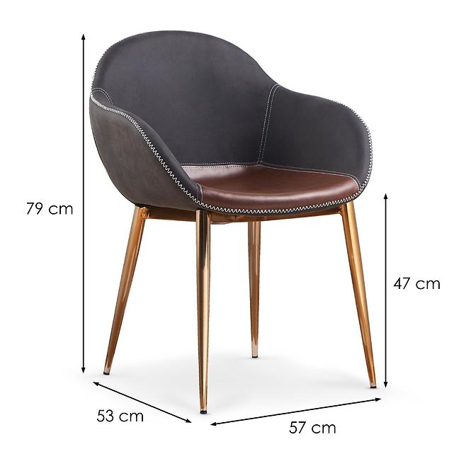Krzesło  K304 Eco Skóra/Chrom C. Popiel/Brąz