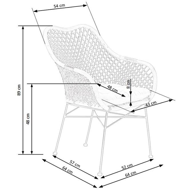 Krzesło  K336 Rattan/Metal Natural/C.Brąz