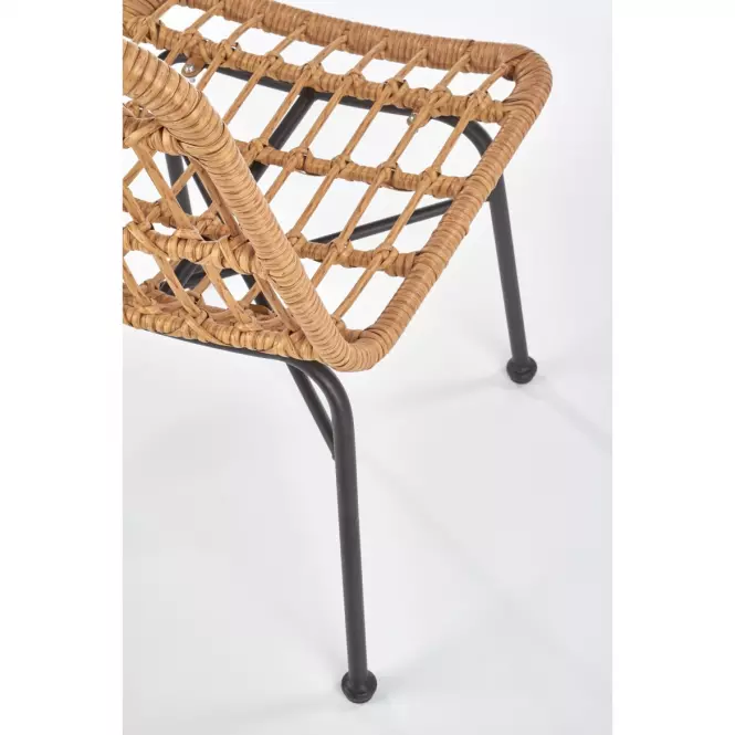 Krzesło K401 Rattan/Tkanina/Metal Natural/Czarny