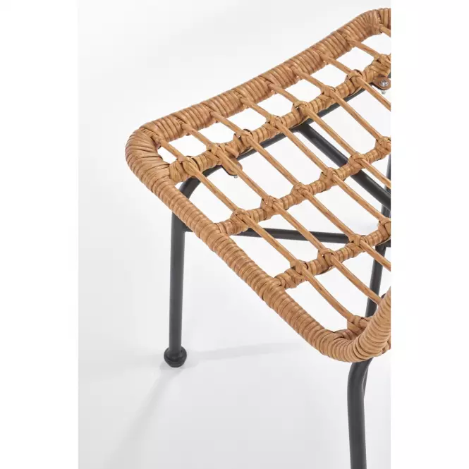 Krzesło K401 Rattan/Tkanina/Metal Natural/Czarny