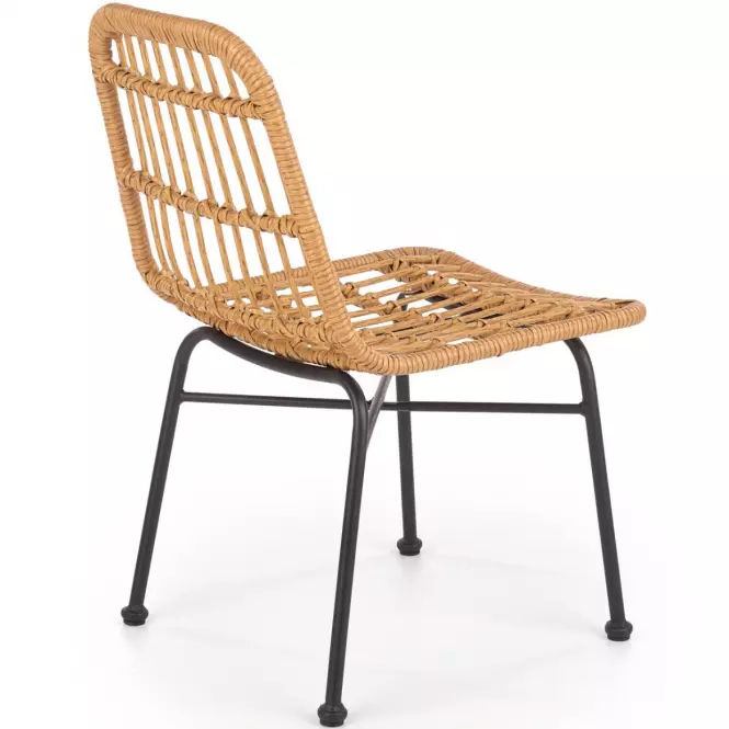 Krzesło K401 Rattan/Tkanina/Metal Natural/Czarny