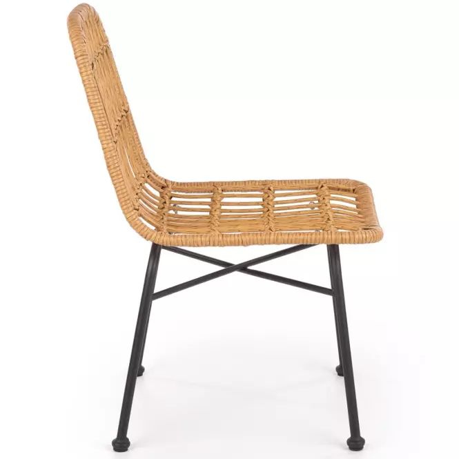Krzesło K401 Rattan/Tkanina/Metal Natural/Czarny