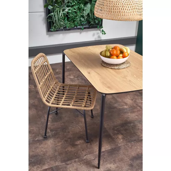Krzesło K401 Rattan/Tkanina/Metal Natural/Czarny