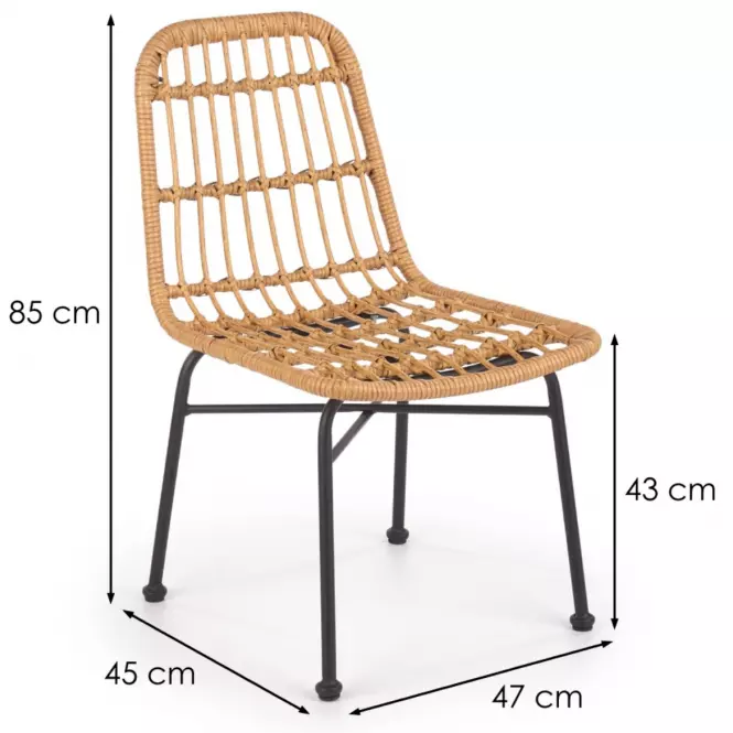 Krzesło K401 Rattan/Tkanina/Metal Natural/Czarny