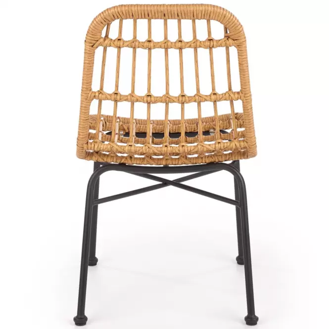 Krzesło K401 Rattan/Tkanina/Metal Natural/Czarny