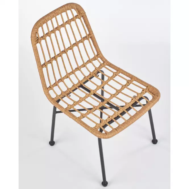 Krzesło K401 Rattan/Tkanina/Metal Natural/Czarny