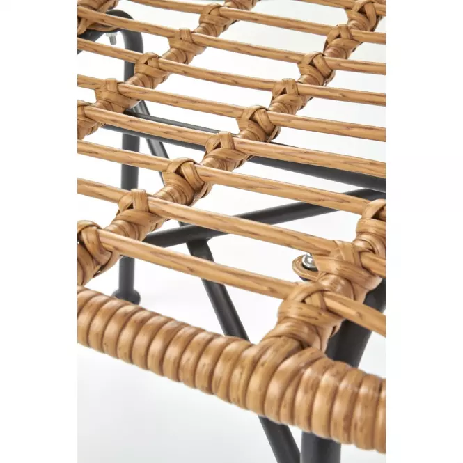 Krzesło K401 Rattan/Tkanina/Metal Natural/Czarny