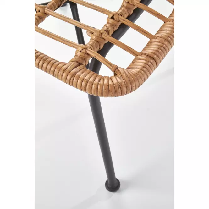 Krzesło K401 Rattan/Tkanina/Metal Natural/Czarny