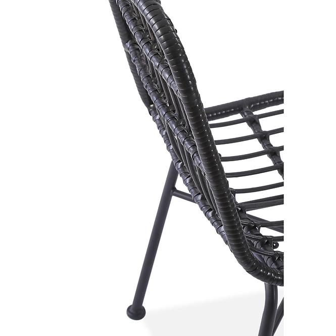 Krzesło K401 Rattan/Tkanina/Metal Czarny/Popiel
