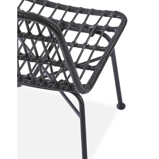 Krzesło K401 Rattan/Tkanina/Metal Czarny/Popiel
