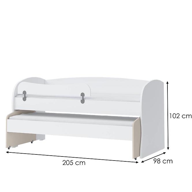 Łóżko rozkładane Kiki KRD1-BE/KI-01 white/sand