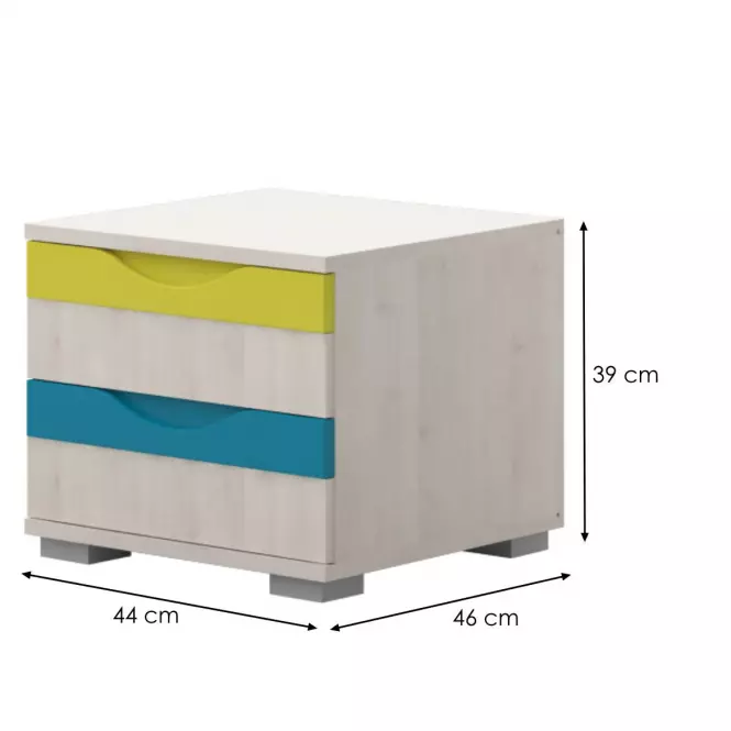 Szafka nocna JOY-NS2 polar pine/mango/lime/torquise