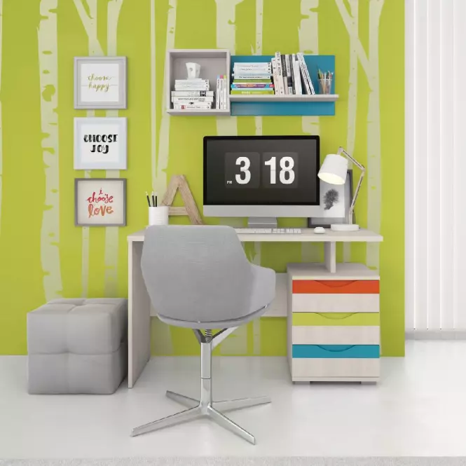 Szafka nocna JOY-NS2 polar pine/mango/lime/torquise