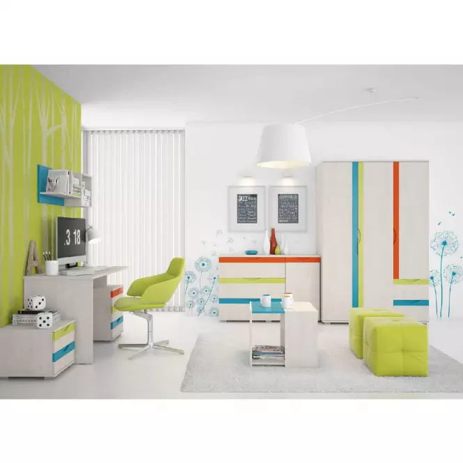 Szafka nocna JOY-NS2 polar pine/mango/lime/torquise