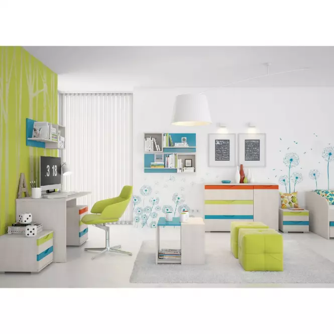 Szafka nocna JOY-NS2 polar pine/mango/lime/torquise