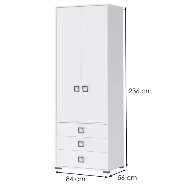 Szafa 2D3S Kiki P23-BE/KI-15 white/white
