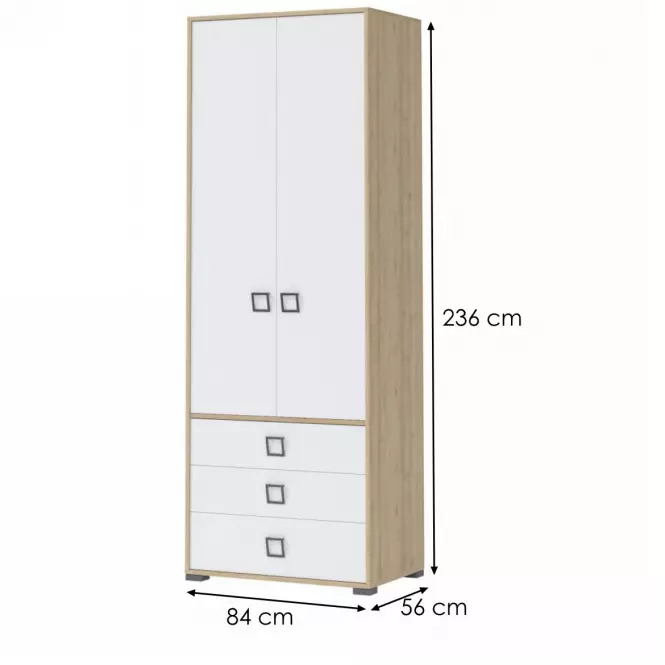 Szafa 2D3S Kiki P23-BK/KI-15 beech/white