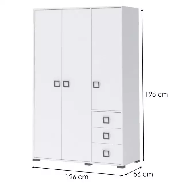 Szafa 3D3S Kiki G33-BE/KI-15 white/white