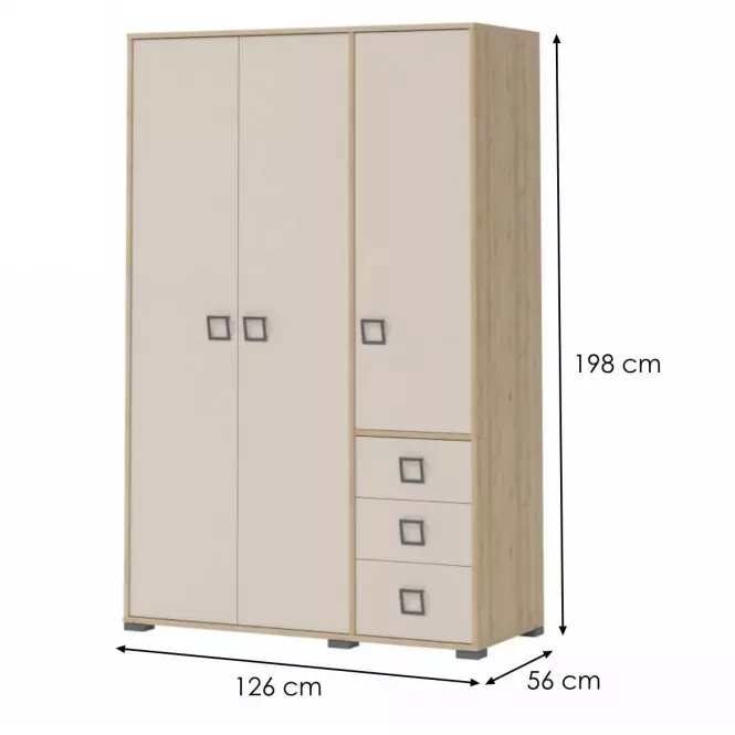 Szafa 3D3S Kiki G33-BK/KI-01 beech/sand