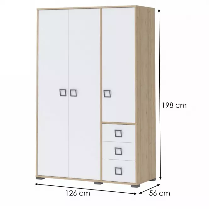 Szafa 3D3S Kiki G33-BK/KI-15 beech/white