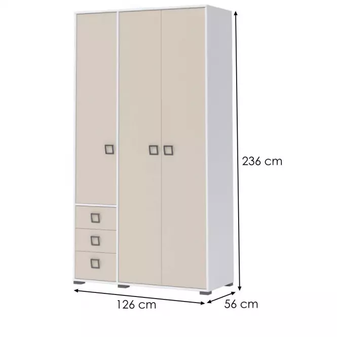 Szafa 3D3S Kiki P33-BE/KI-01 white/sand