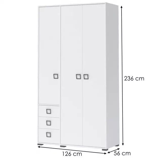 Szafa 3D3S Kiki P33-BE/KI-15 white/white