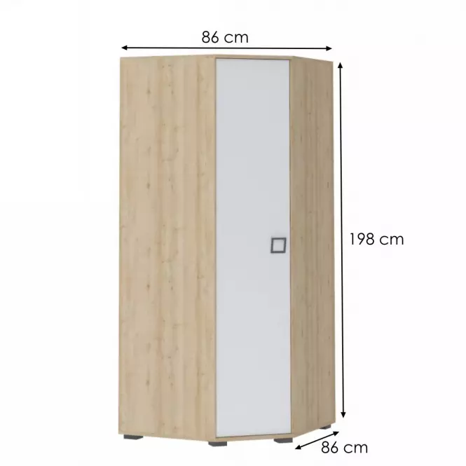 Szafa narożna 3D3S Kiki GUG-BK/KI-15 beech/white
