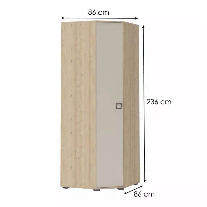 Szafa narożna 3D3S Kiki PUG-BK/KI-01 beech/sand