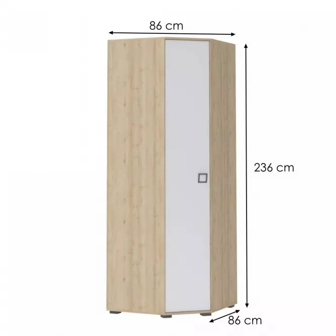 Szafa narożna 3D3S Kiki PUG-BK/KI-15 beech/white