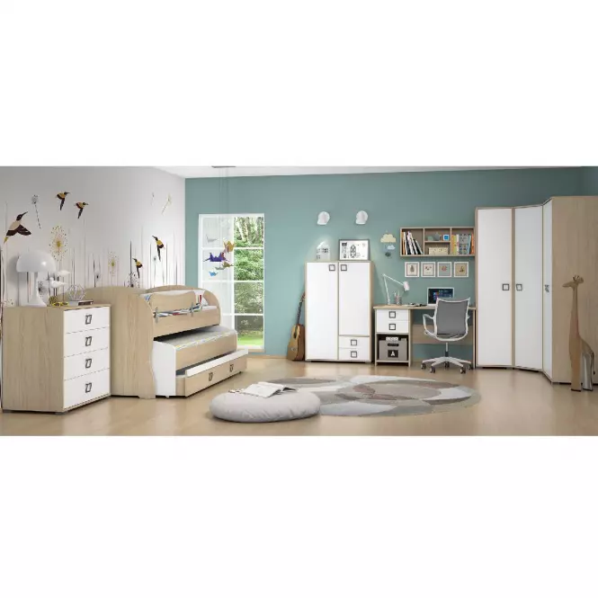 Szafa narożna 3D3S Kiki PUG-BK/KI-15 beech/white
