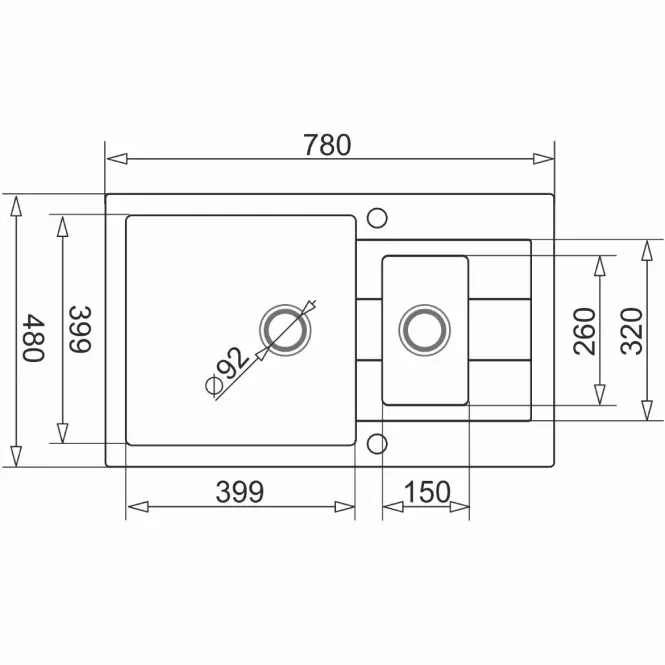 Zlew Sparta Plus (78x48) 1½B 1D karbon