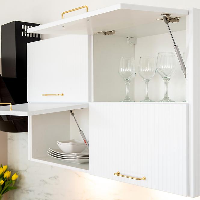 Szafka kuchenna Kate w60/68 slim pl z okapem srebrnym biały