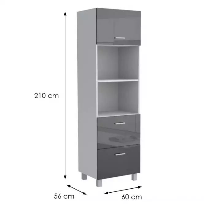 Szafka kuchenna Lucjan 60KPM 1F2S 2100 LUX czarny,2