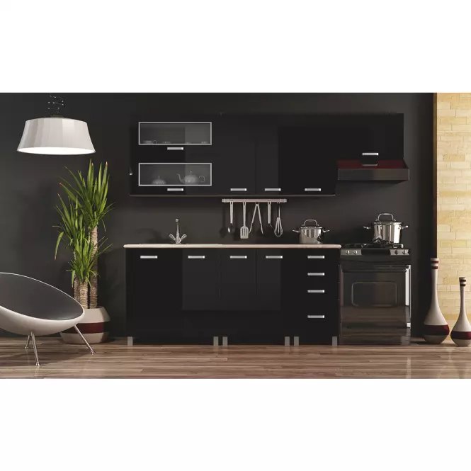 Szafka kuchenna Lucjan 60KPM 1F2S 2100 LUX czarny,3