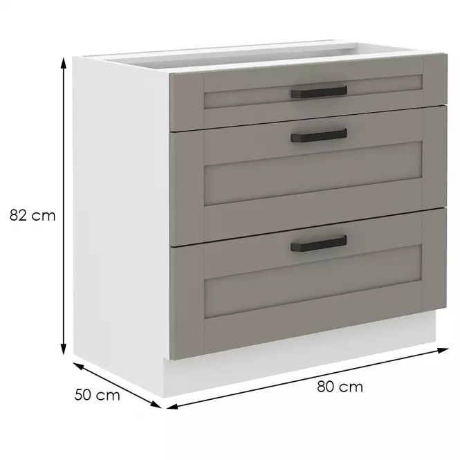 Szafka kuchenna Luna claygrey/biały 80D 3S BB