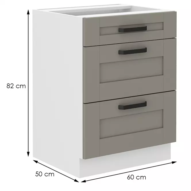 Szafka kuchenna Luna claygrey/biały 60D 3S BB