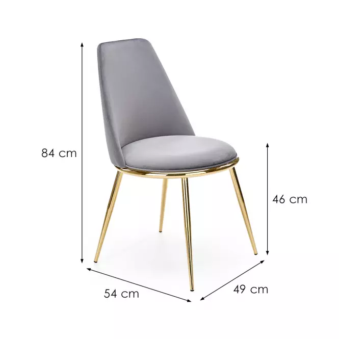 Krzesło K460 Velvet/Chrom Popiel