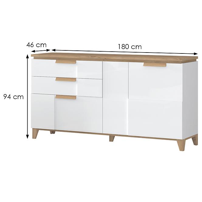 Komoda Brio K23 lakierowane pacific walnut/crystal white