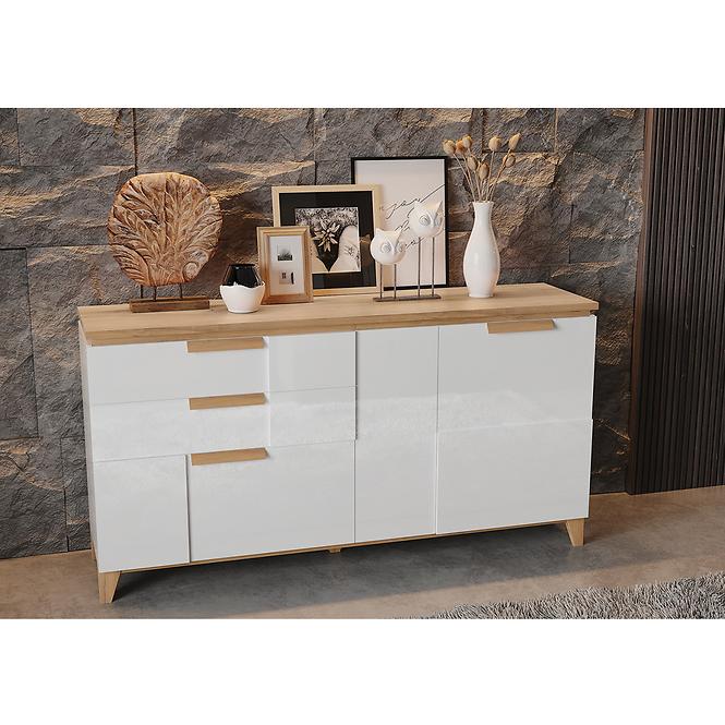 Komoda Brio K23 lakierowane pacific walnut/crystal white