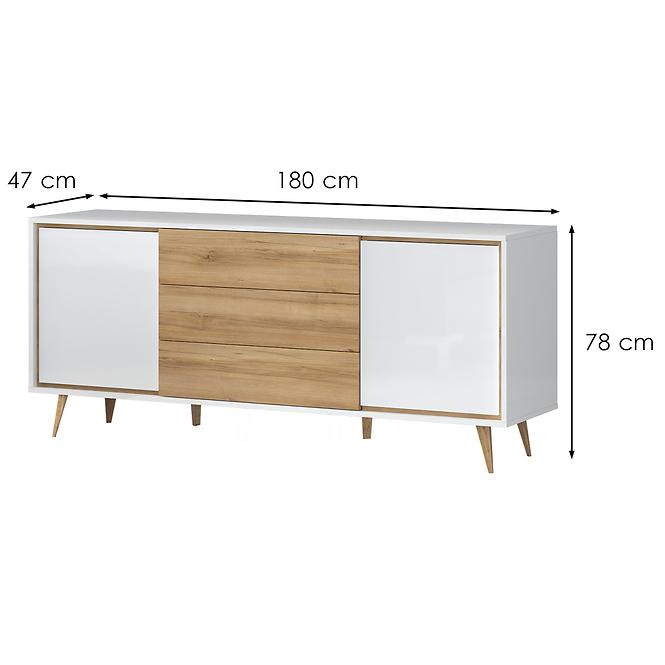 Komoda VidaK23 lakierowane pacific walnut/crystal white