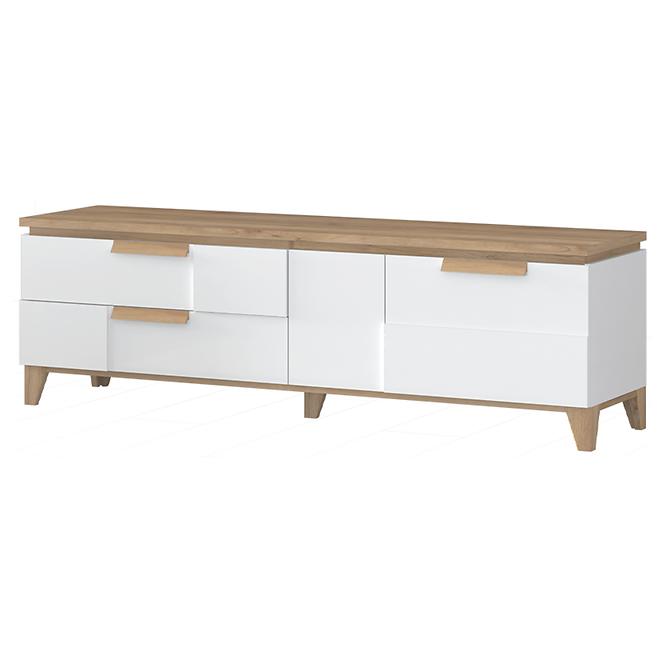 Szafka RTV Brio TV lakierowane pacific walnut/crystal white