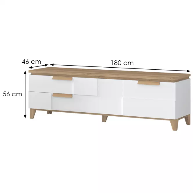 Szafka RTV Brio TV lakierowane pacific walnut/crystal white